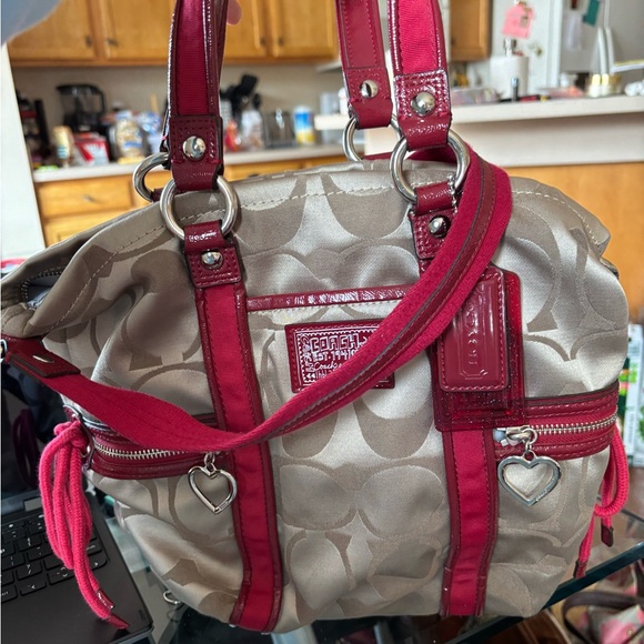 Coach Poppy 2012 Daisy Signature C F20101 Tan & Red Satchel/Crossbody BNOT - Picture 10 of 15